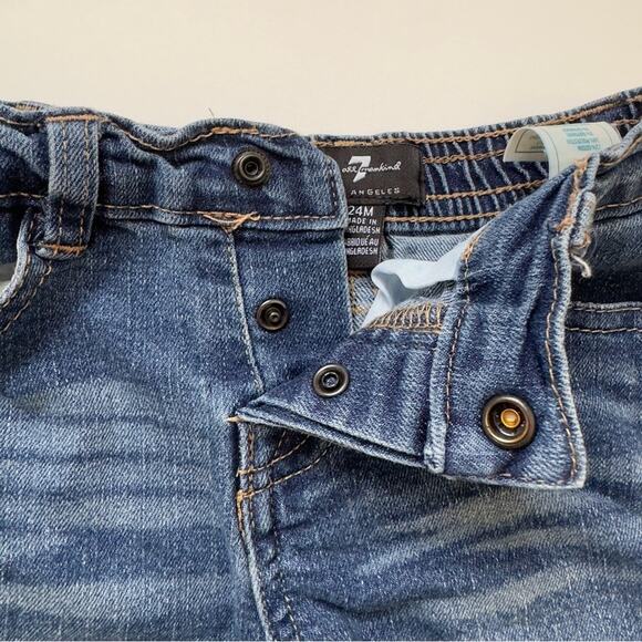7 For All Mankind Denim Jean shorts cotton spandex stretch snap fly dark Wash - Picture 7 of 11